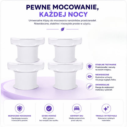 Gładkie-Łóżko™ — Uniwersalne klipsy mocujące
